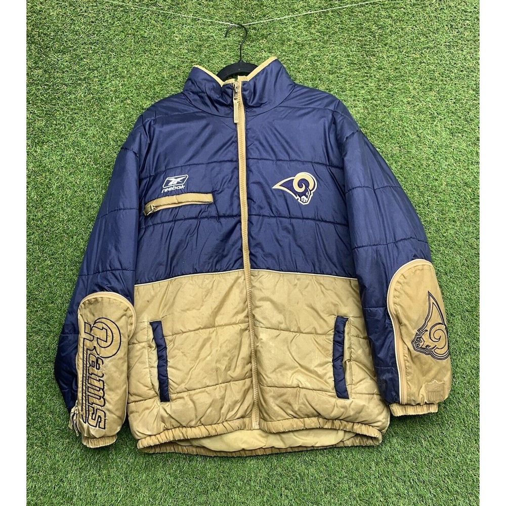 St Louis Rams Puffer Jacket Mens XL NFL Full Zip Up Reebok Vintage 90s Sports